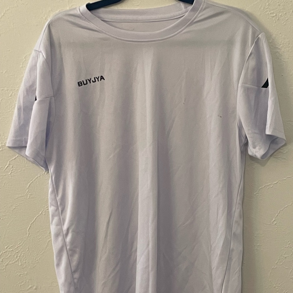 BUYJYA Men’s White Athletic T-Shirt Size Lightweight Training Activewear